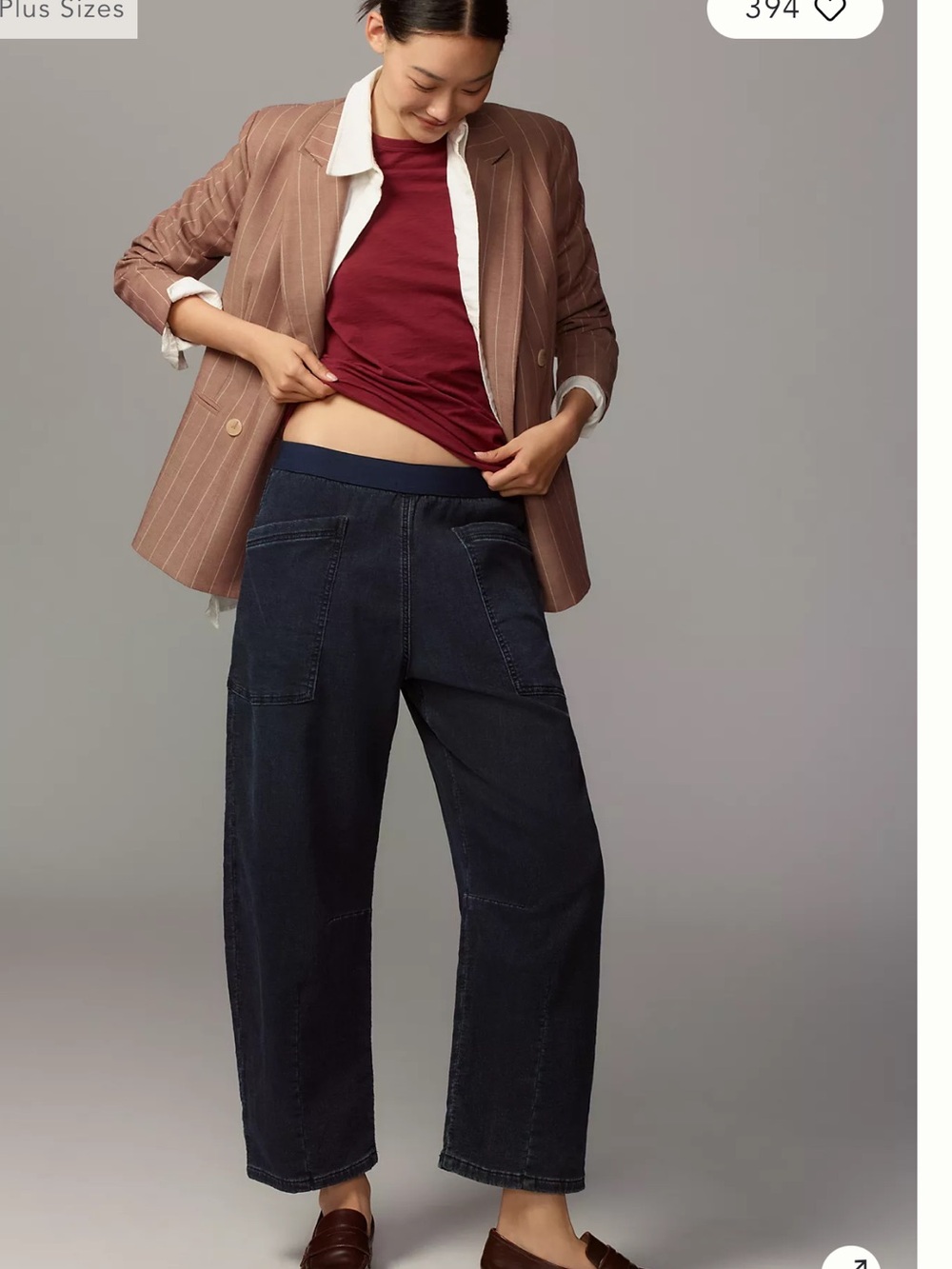 Anthropologie Pilcro Mid Rise Pull On Tapered Knit Jeans in Deep Navy